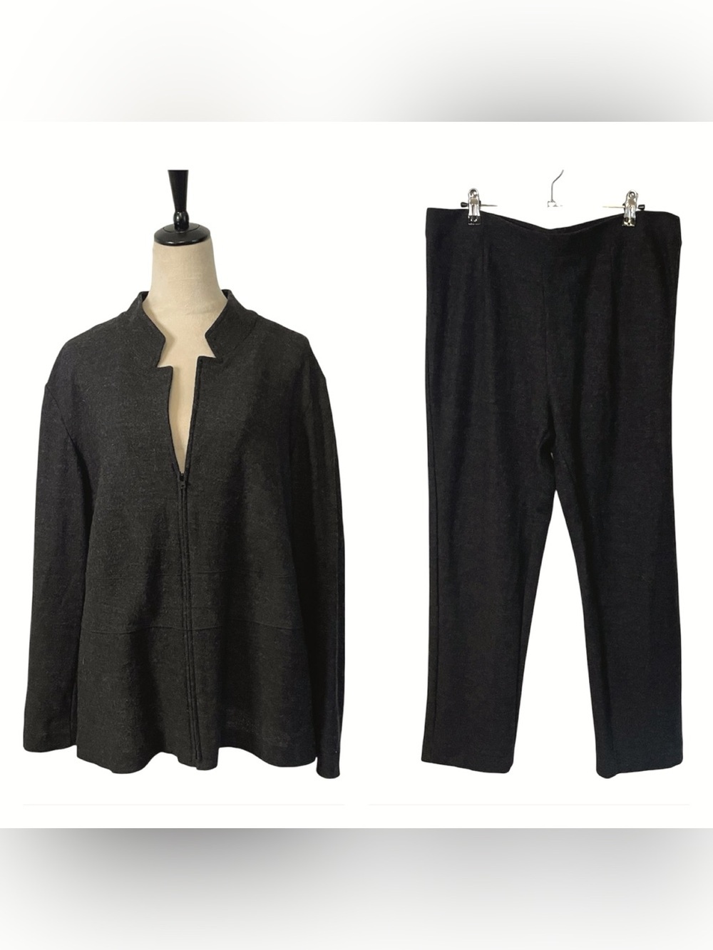 Eileen Fisher Pants and Jacket Set In Charcoal Gray